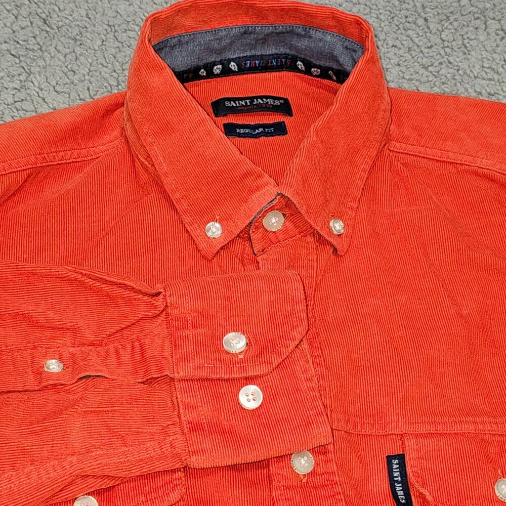 Saint James Mens Medium Size 38 US Corduroy Barn chore button down shirt jacket